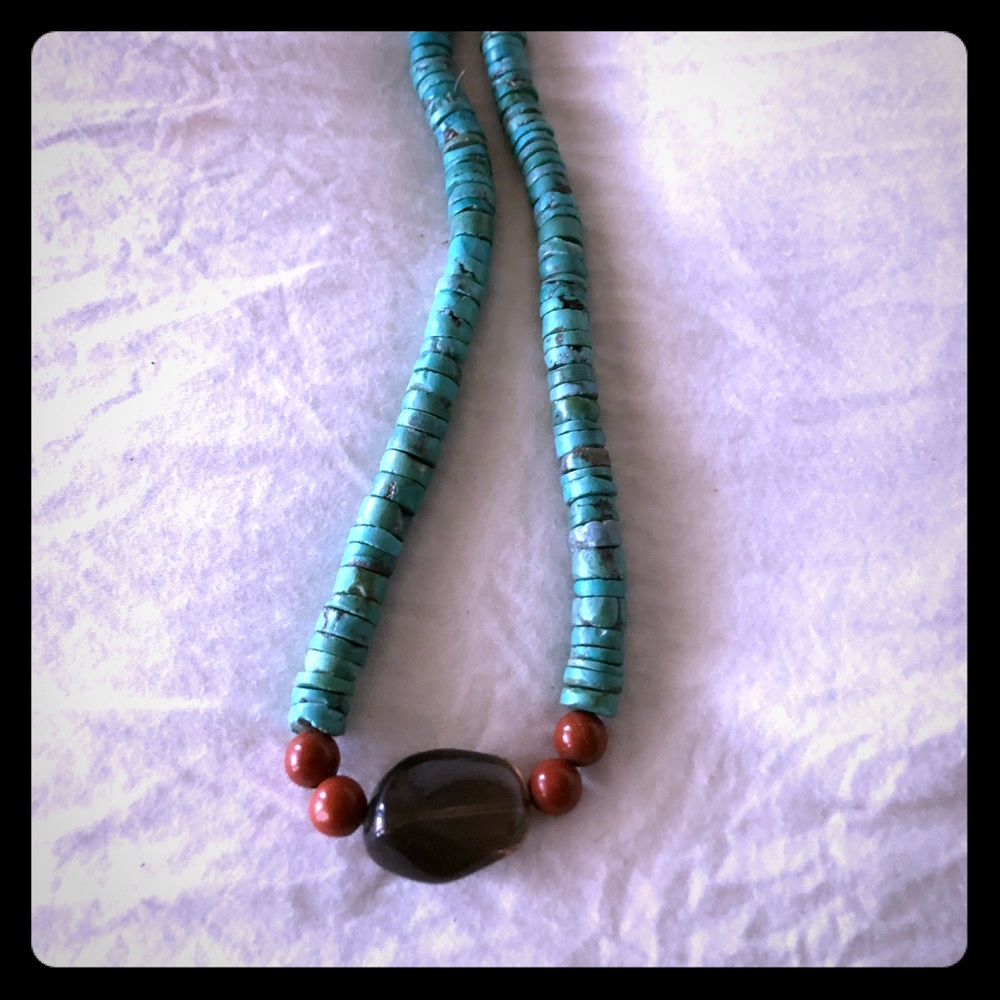 Vintage real turquoise jasper amethyst stone
